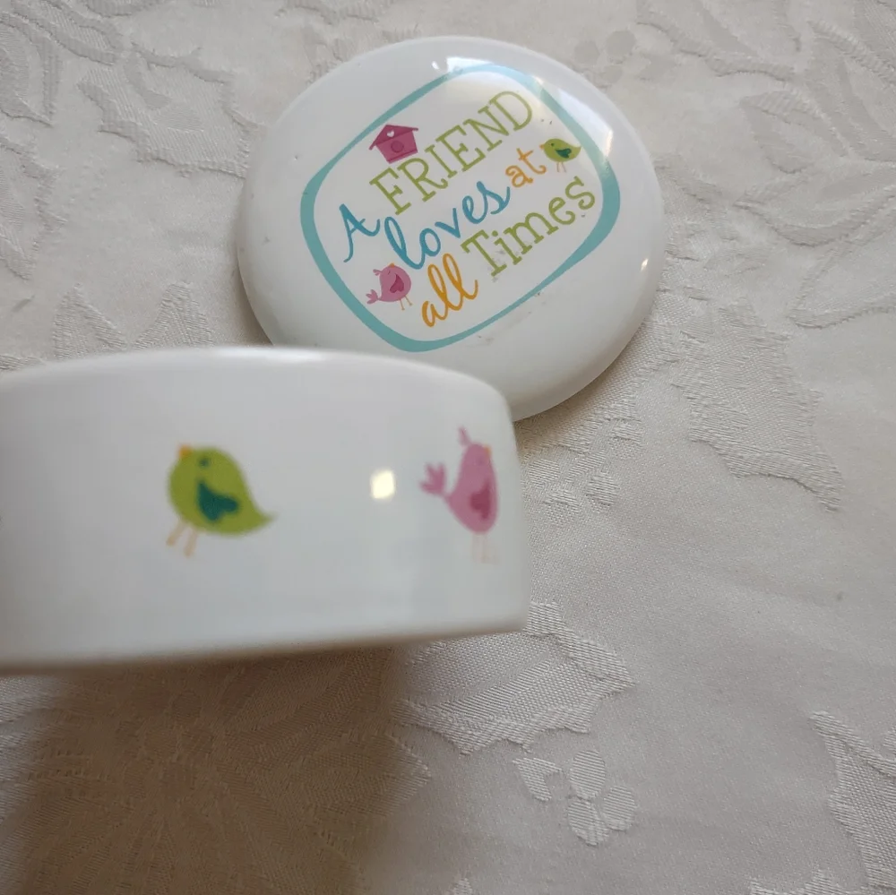 Inspirational Quote Friend Porcelain Jewelry Box With Lid Trinket